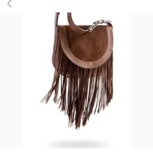 FRYE “Ray” Fringe Leather Crossbody Bag.  Brown
